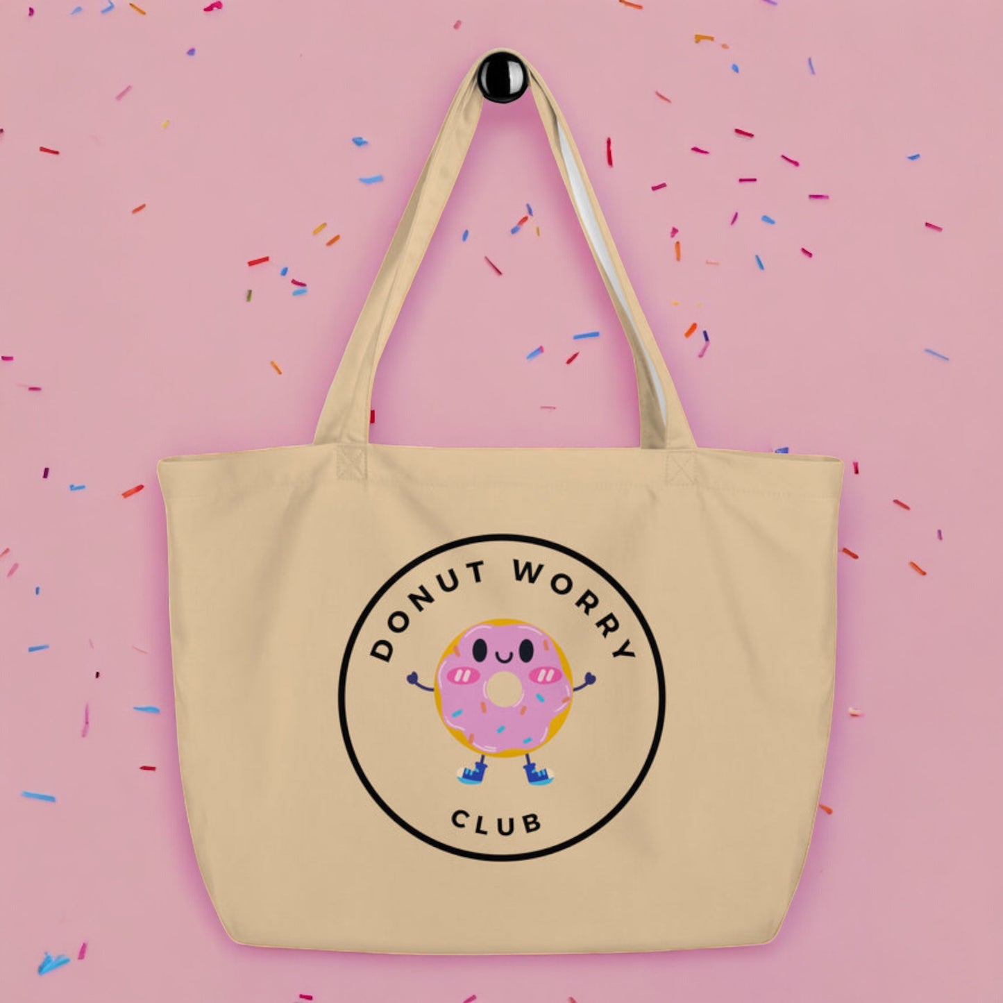 Donut Worry - Large Canvas Tote Bag