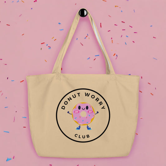 Donut Worry - Large Canvas Tote Bag