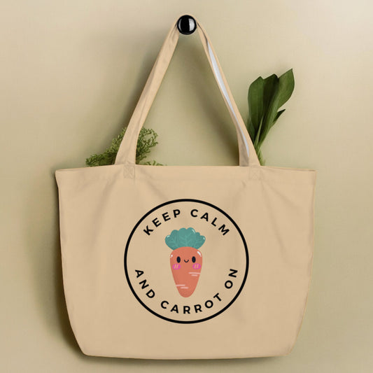 Keep Calm and Carrot On - Large Canvas Tote Bag