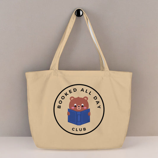 Booked All Day - Large Canvas Tote Bag